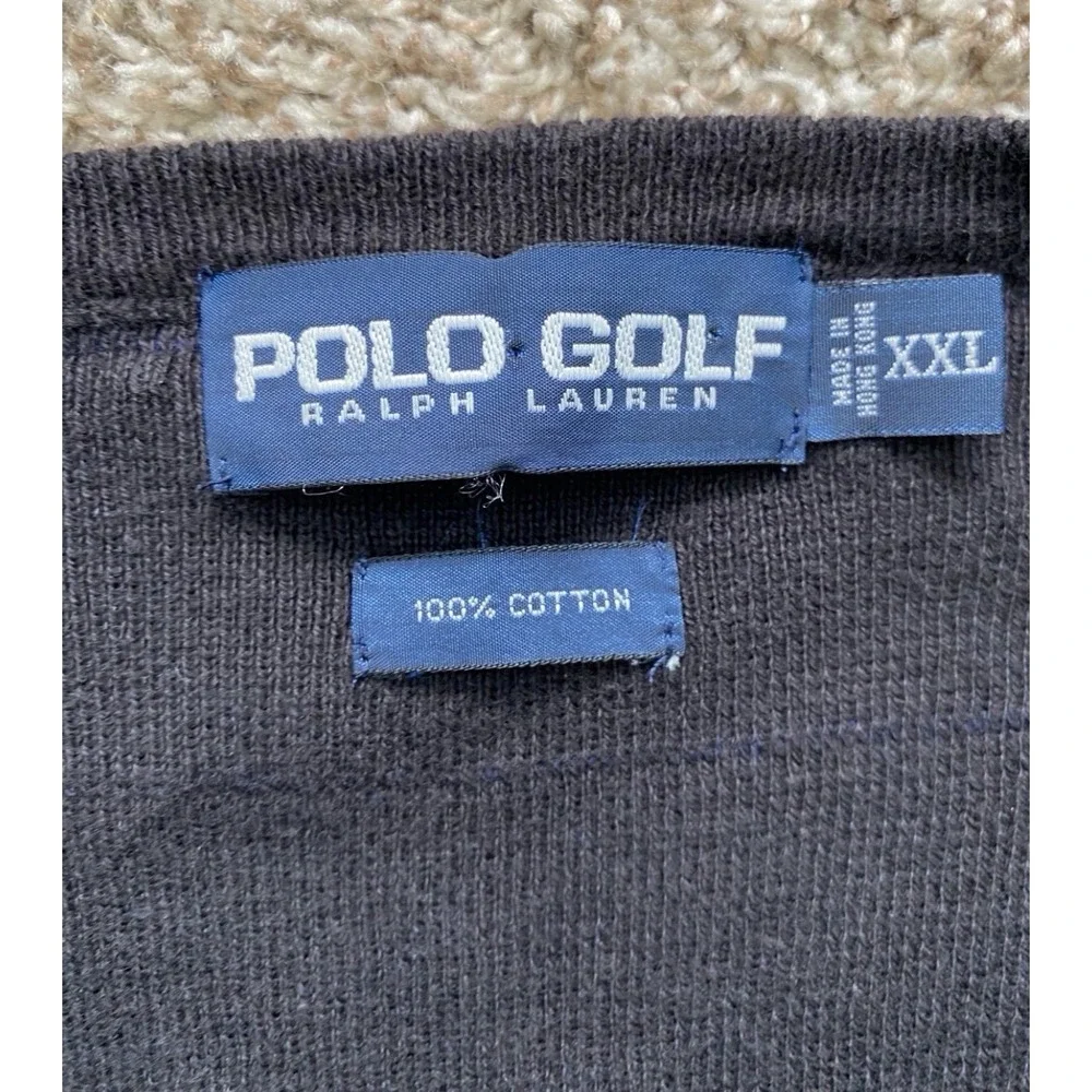 Vintage Ralph Lauren Polo Golf Sweater Vest Black Royal Blue‎ Men's Size 2XL